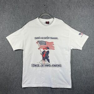 Vintage SOHK School Of Hard Knocks US Flag T-Shirt White Mens Size XL #1542